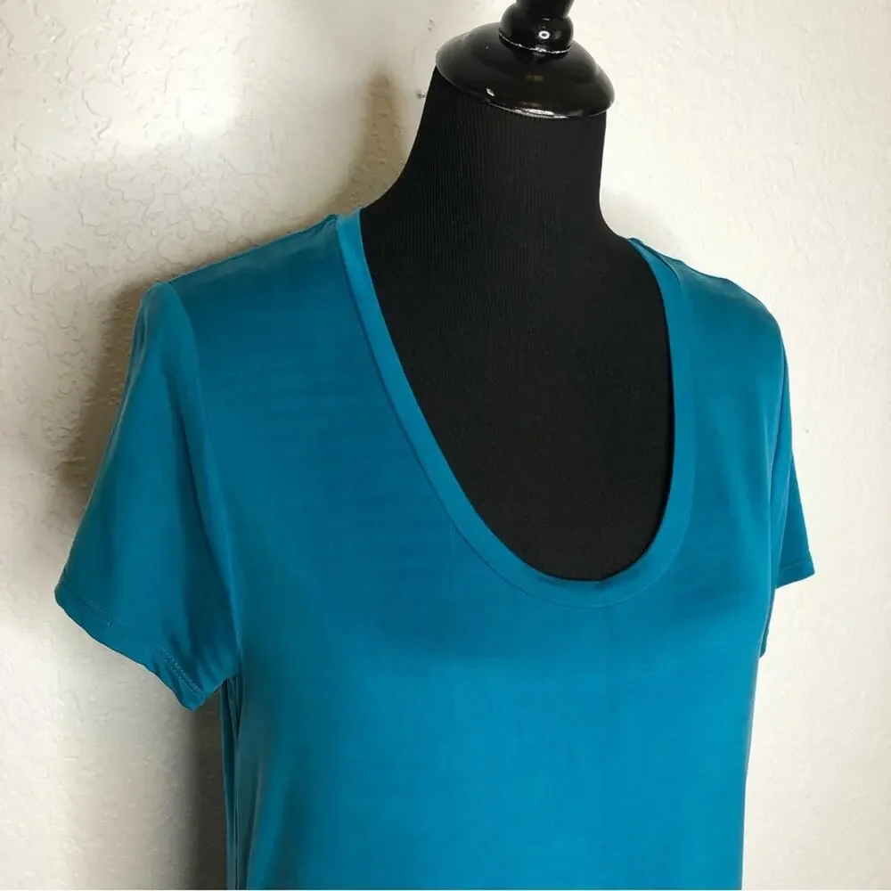 Anthropologie Dolan turquoise blue green mixed material tunic dress size Small